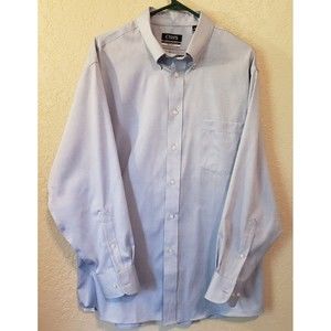 Chaps Mens Blue Dress Shirt Long Sleeve No Iron Size 17.5x32/33